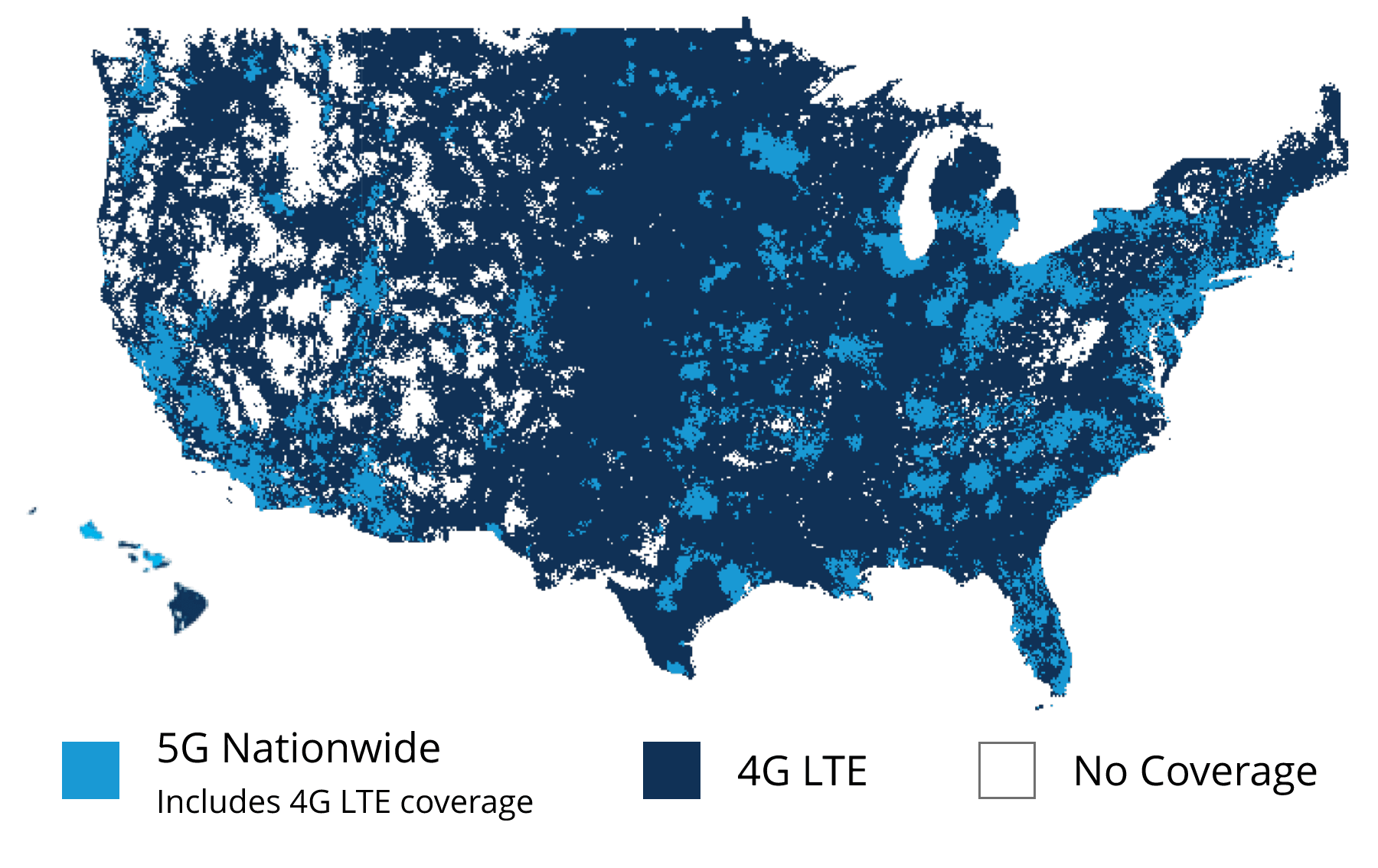 This map is not a guarantee of coverage and may contain areas with no service. To access 5G, 5G compatible phone and 5G service required. Not all 5G capable phones compatible with all 5G service.